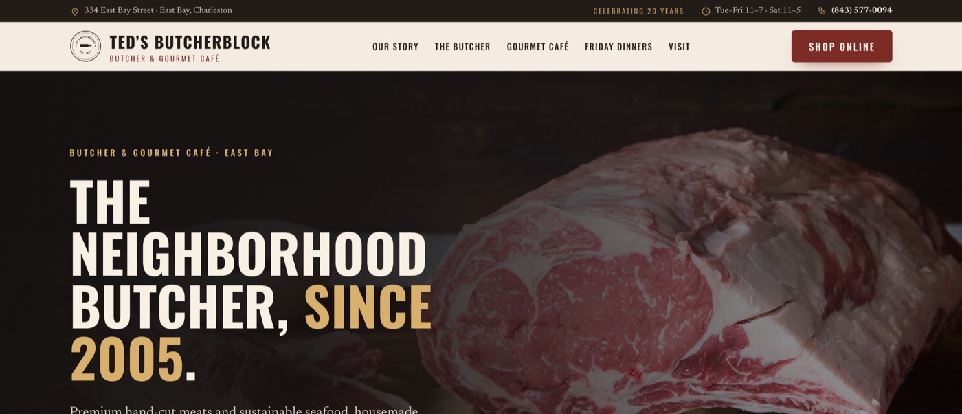 Ted's Butcherblock homepage demonstration